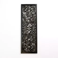 Kirklands Home Wall Plaques|Floral Carved Wood Wall Plaque Black