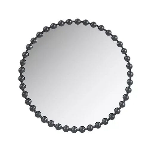 Kirklands Home Decorative Mirrors|Black Foiled Beaded Wall Mirror, 36 in.
