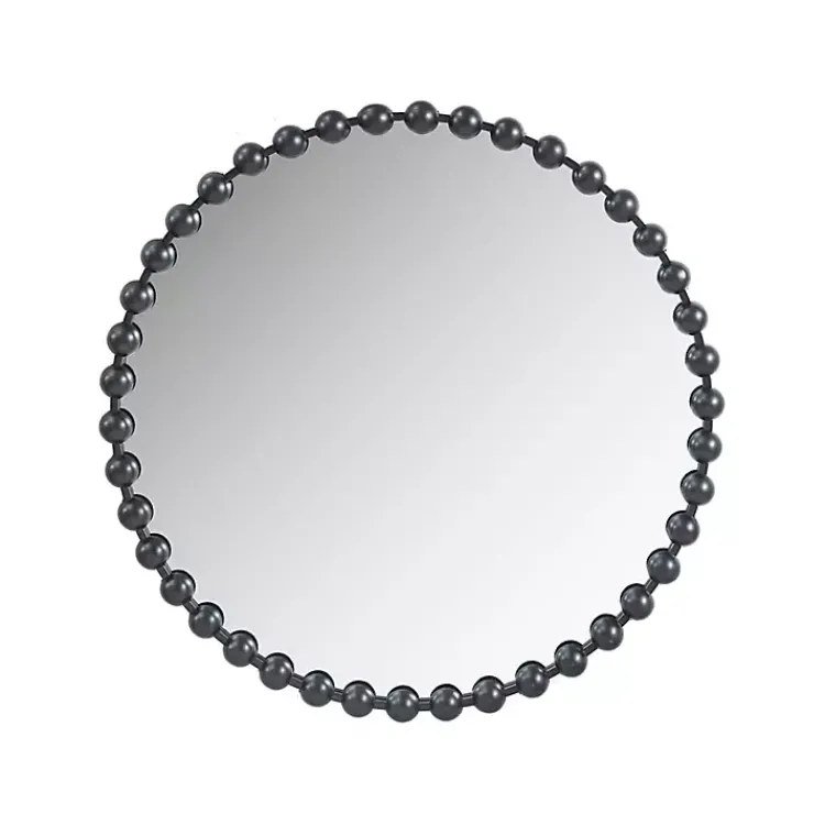 Kirklands Home Decorative Mirrors|Black Foiled Beaded Wall Mirror, 36 in.