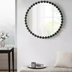 Kirklands Home Decorative Mirrors|Black Foiled Beaded Wall Mirror, 36 in.
