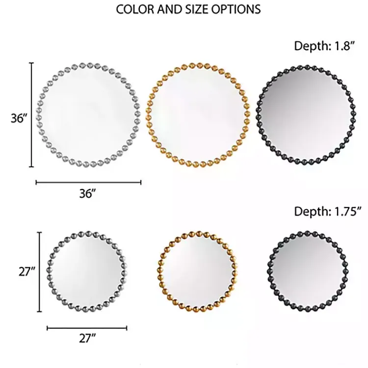 Kirklands Home Decorative Mirrors|Black Foiled Beaded Wall Mirror, 36 in.