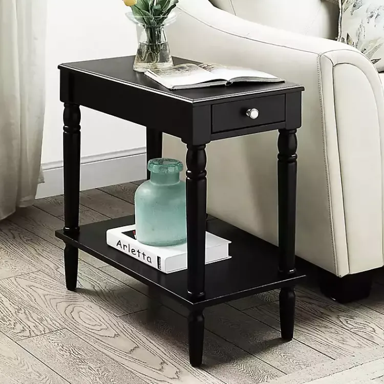 Kirklands Home Accent & End Tables|French Country Single Drawer Accent Table Black