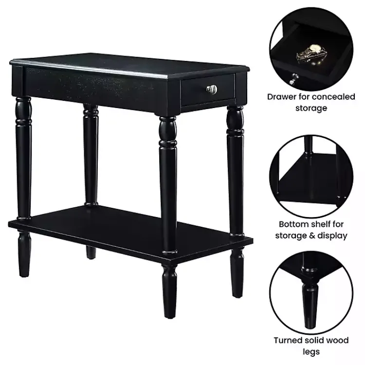 Kirklands Home Accent & End Tables|French Country Single Drawer Accent Table Black