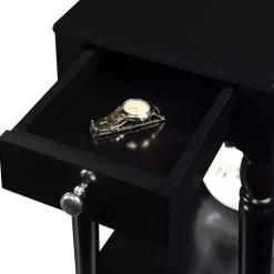 Kirklands Home Accent & End Tables|French Country Single Drawer Accent Table Black
