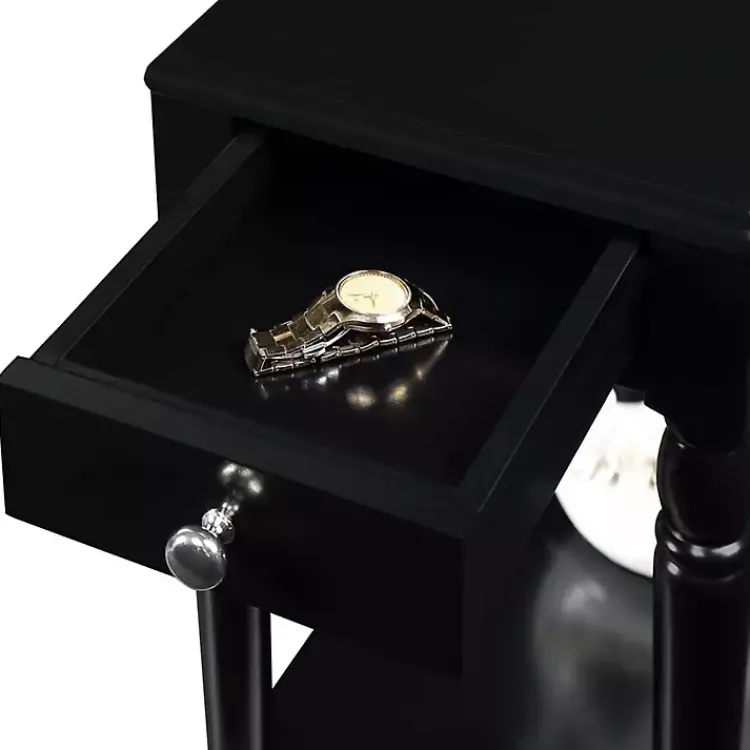 Kirklands Home Accent & End Tables|French Country Single Drawer Accent Table Black