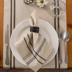 Kirklands Home Table Linens|French Stripe Napkins, Set of 6 Black