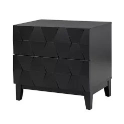 Kirklands Home Nightstands|Geometric 2-Drawer Charging Nightstand Black
