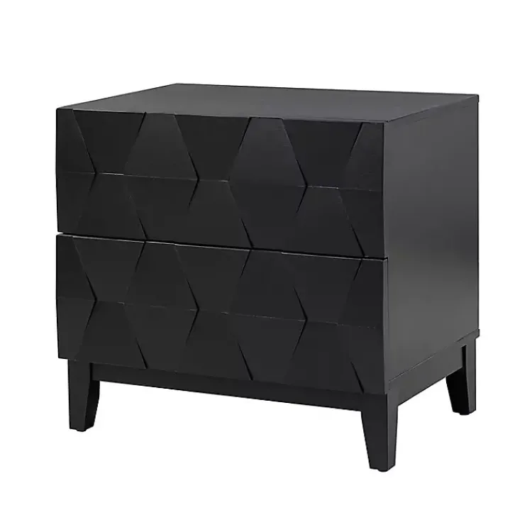Kirklands Home Nightstands|Geometric 2-Drawer Charging Nightstand Black