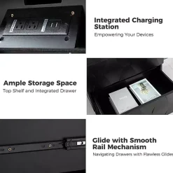 Kirklands Home Nightstands|Geometric 2-Drawer Charging Nightstand Black