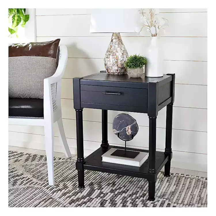 Kirklands Home Accent & End Tables|Geometrical Industrial Pull Accent Table Black