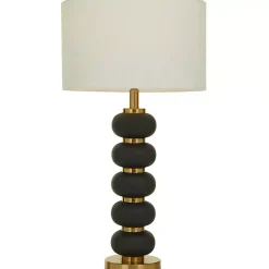 Kirklands Home Table Lamps|Black Gold Metal Spindle Table Lamp Cream