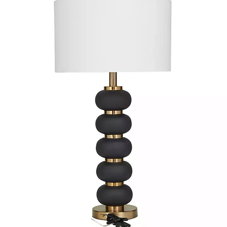 Kirklands Home Table Lamps|Black Gold Metal Spindle Table Lamp Cream