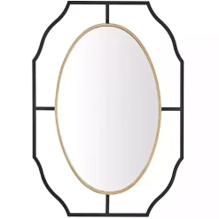 Kirklands Home Decorative Mirrors|Black Gold Scalloped Oval Frame Wall Mirror