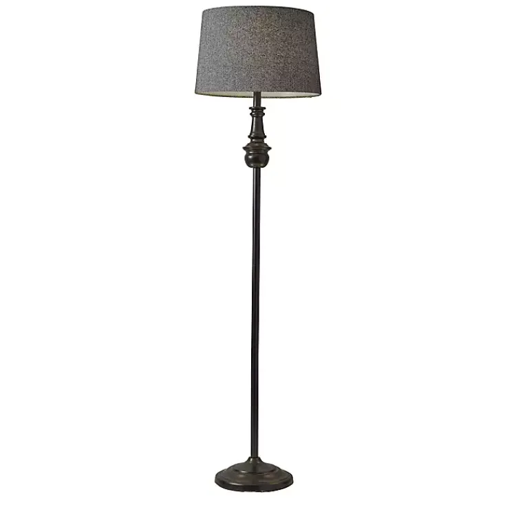 Kirklands Home Floor Lamps|Black Herringbone Floor Lamp Gray