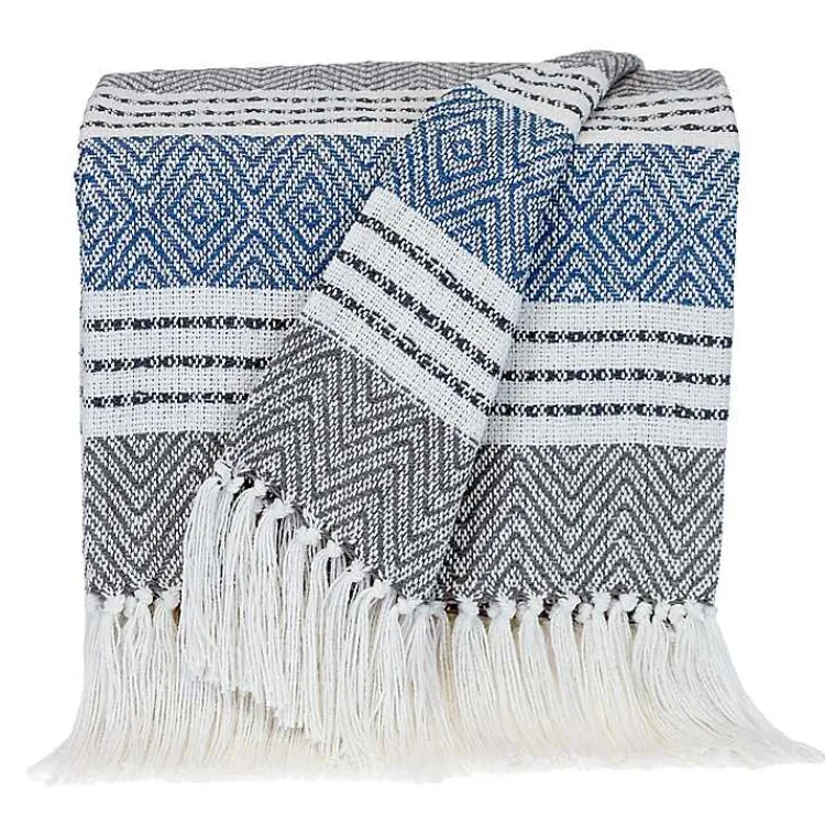 Clearance Herringbone Multi Striped Throw Blankets & Throws