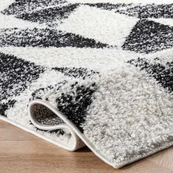Kirklands Home Area Rugs|Black Herringbone Shag Area Rug, 9x12