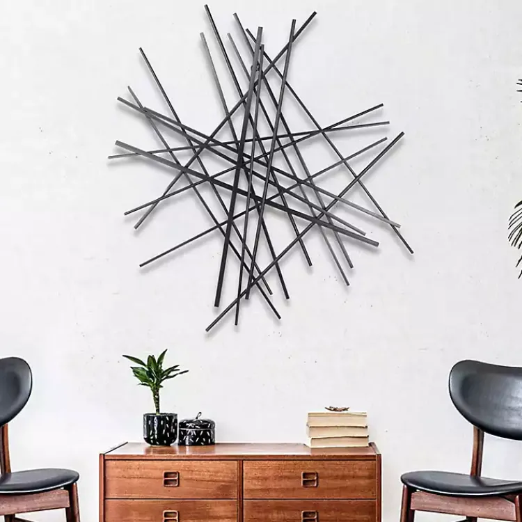 Kirklands Home Wall Plaques|Icilio Abstract Linear Wall Plaque Black
