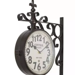 Kirklands Home Clocks|Black Iron Double Sided Scroll Wall Clock