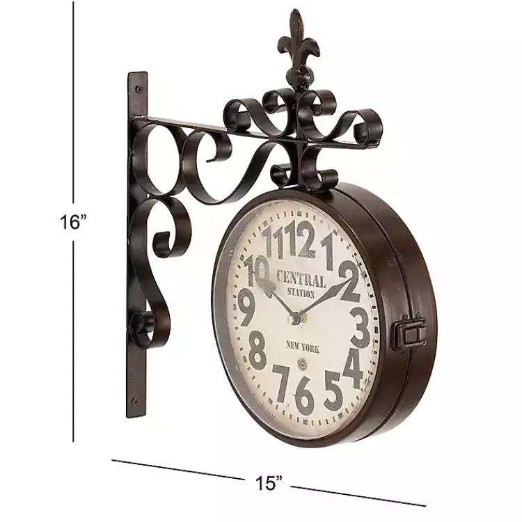 Kirklands Home Clocks|Black Iron Double Sided Scroll Wall Clock