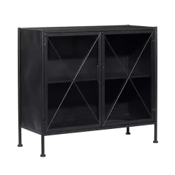 Kirklands Home Cabinets & Sideboards|Iron X-Panel Cabinet Black