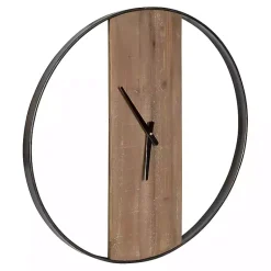 Kirklands Home Clocks|Ladd Natural Wood Wall Clock Black