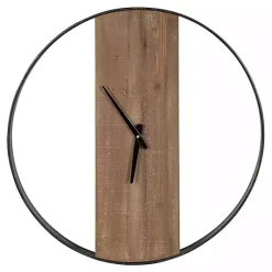 Kirklands Home Clocks|Ladd Natural Wood Wall Clock Black