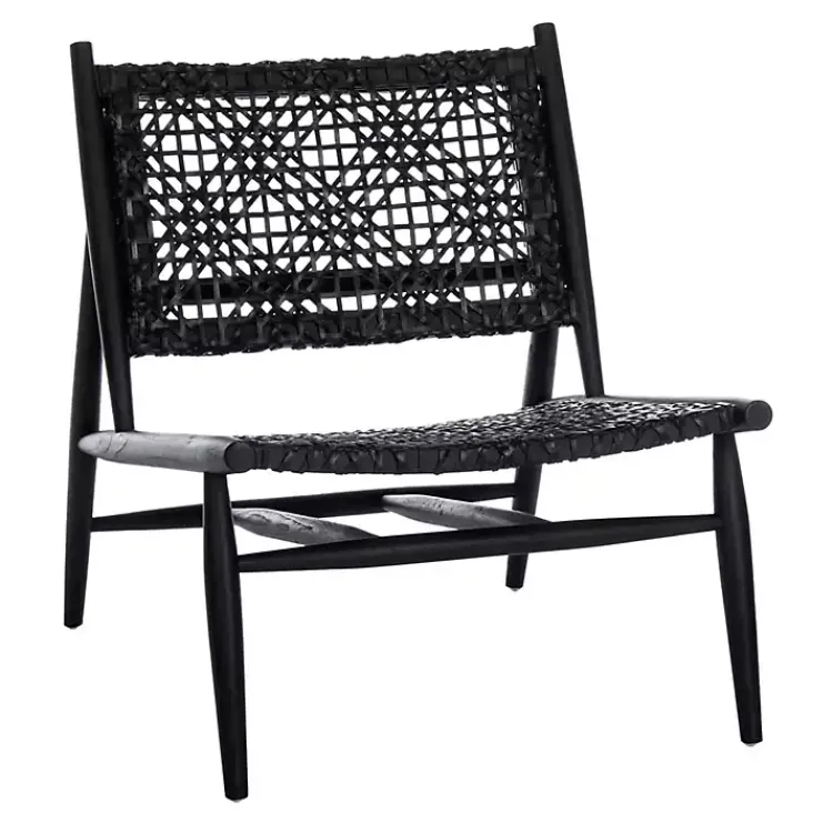 Kirklands Home Accent Chairs|Leather Woven Accent Chair Black