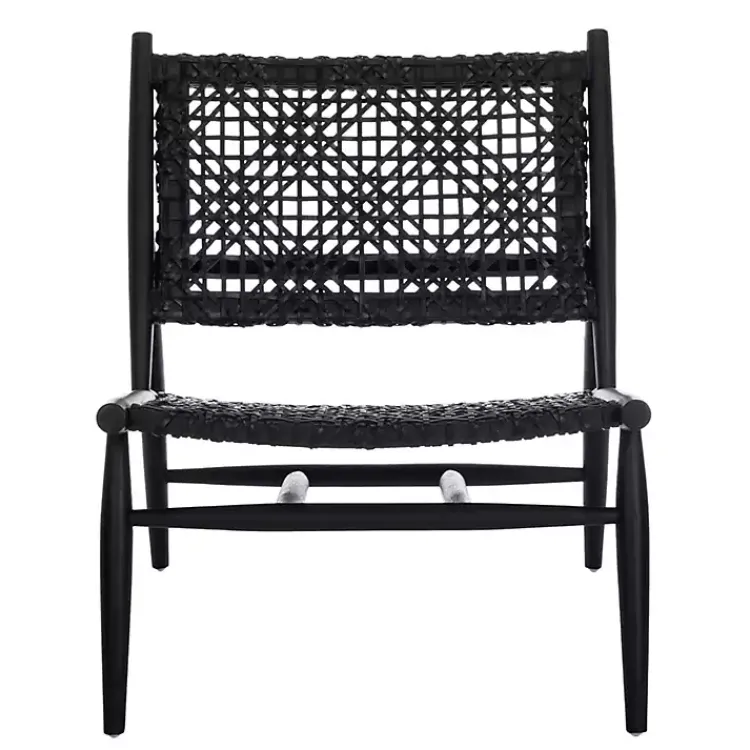 Kirklands Home Accent Chairs|Leather Woven Accent Chair Black