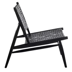Kirklands Home Accent Chairs|Leather Woven Accent Chair Black