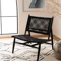 Kirklands Home Accent Chairs|Leather Woven Accent Chair Black