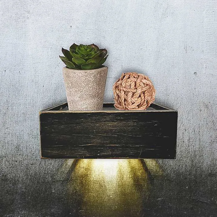 Kirklands Home Shelves|Black LED Floating Shelf with Remote, 7 in.