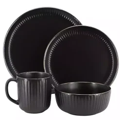 Kirklands Home Dinnerware|Leo Stoneware 16-pc. Dinnerware Set Black