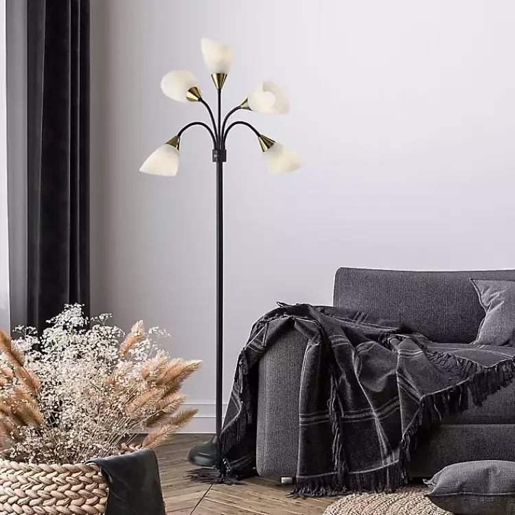 Kirklands Home Floor Lamps|Black 5-Light Adjustable Tree Floor Lamp