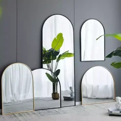 Kirklands Home Decorative Mirrors|Long Arched Wall Mirror Black