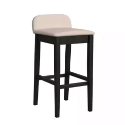 Kirklands Home Bar Stools & Counter Height Stools|Black Lowback Padded Bar Stool