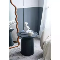 Kirklands Home Accent & End Tables|Mango Wood Round Pedestal Accent Table Black