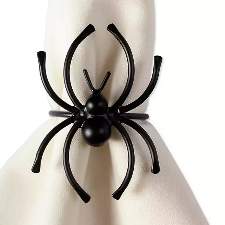 Kirklands Home Table Linens|Matte Spider Napkin Rings, Set of 6 Black