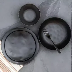 Kirklands Home Outdoor Dining|Melamine Santal Dinner Bowls, Set of 6 Black