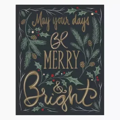 Best Merry and Bright Greenery Canvas Art Print Christmas Art & Wall Decor