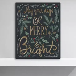 Best Merry and Bright Greenery Canvas Art Print Christmas Art & Wall Decor