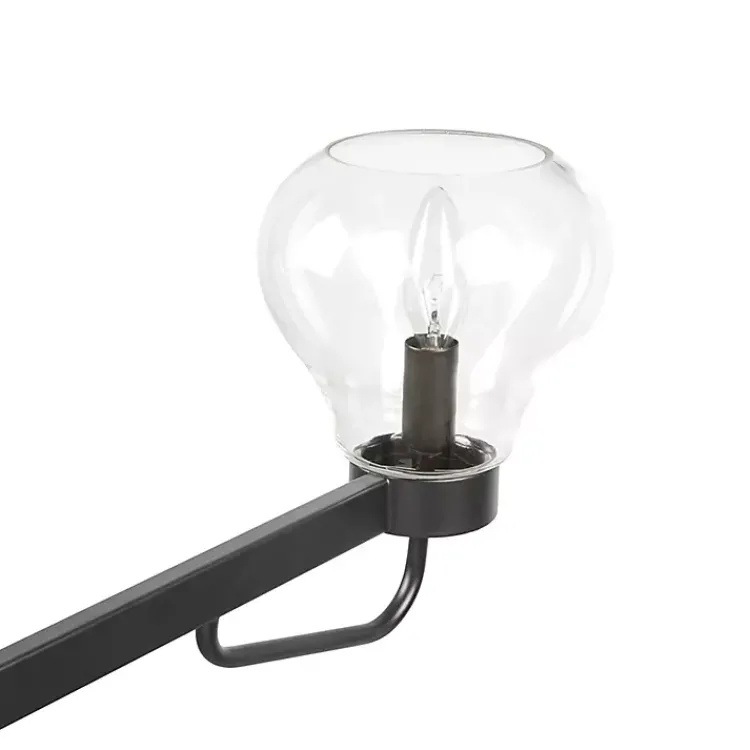 Kirklands Home Chandeliers & Pendant Lighting|Black Metal & Bowl Glass Shade 6-Light Chandelier