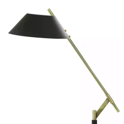Kirklands Home Floor Lamps|Black Metal & Brass Angled Arm Task Floor Lamp