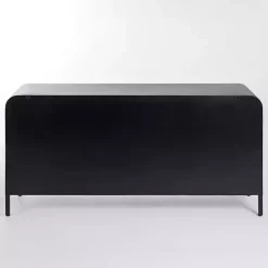 Kirklands Home Cabinets & Sideboards|Metal & Glass 4-Door Bentley Cabinet Black