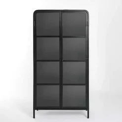 Kirklands Home Cabinets & Sideboards|Metal & Glass 2-Door Bentley Cabinet Black