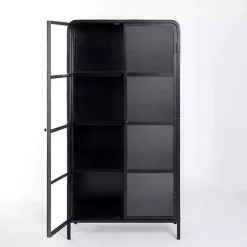 Kirklands Home Cabinets & Sideboards|Metal & Glass 2-Door Bentley Cabinet Black