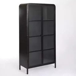 Kirklands Home Cabinets & Sideboards|Metal & Glass 2-Door Bentley Cabinet Black