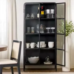 Kirklands Home Cabinets & Sideboards|Metal & Glass 2-Door Bentley Cabinet Black