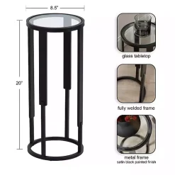 Kirklands Home Accent & End Tables|Metal & Glass Ravalli Drink Table Black