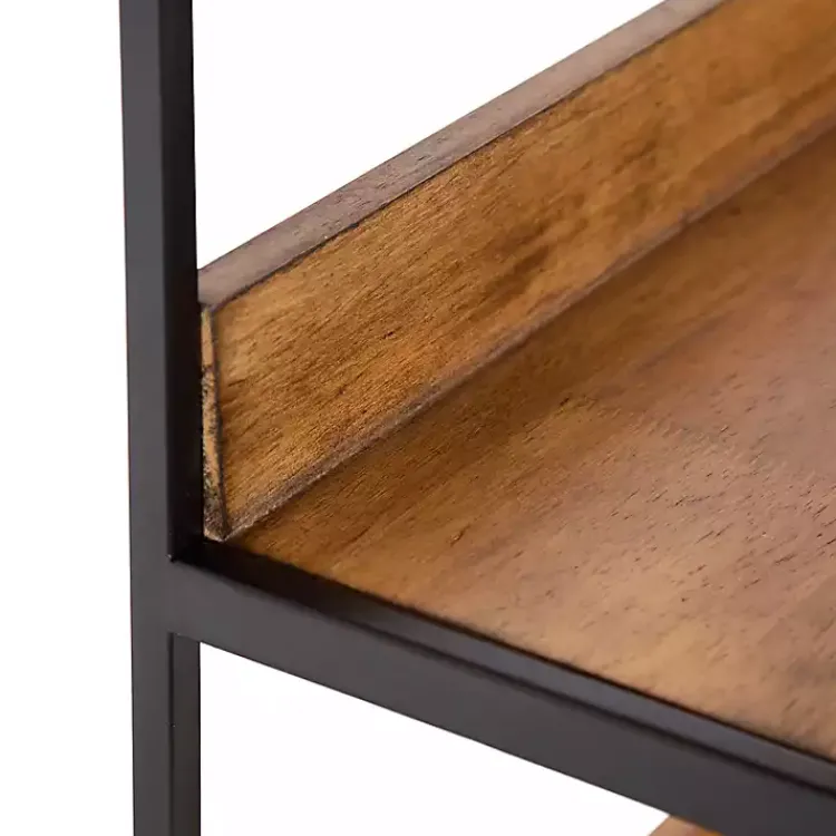 Kirklands Home Shelves|Black Metal & Rustic Wood Tiered Wall Shelf