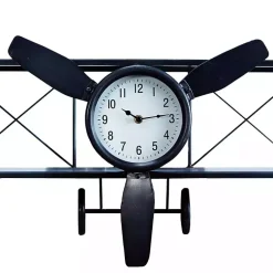 Kirklands Home Clocks|Black Metal Airplane Wall Clock
